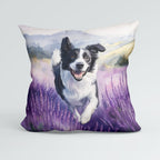 CUSHION Lavender Border Collie Fabric Panel CP-562