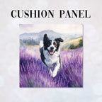 CUSHION Lavender Border Collie Fabric Panel CP-562