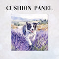 CUSHION Lavender Border Collie 2 Fabric Panel CP-563