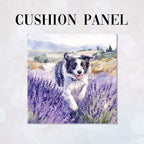 CUSHION Lavender Border Collie 2 Fabric Panel CP-563