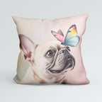 CUSHION French Bulldog and Butterfly Fabric Panel CP-570