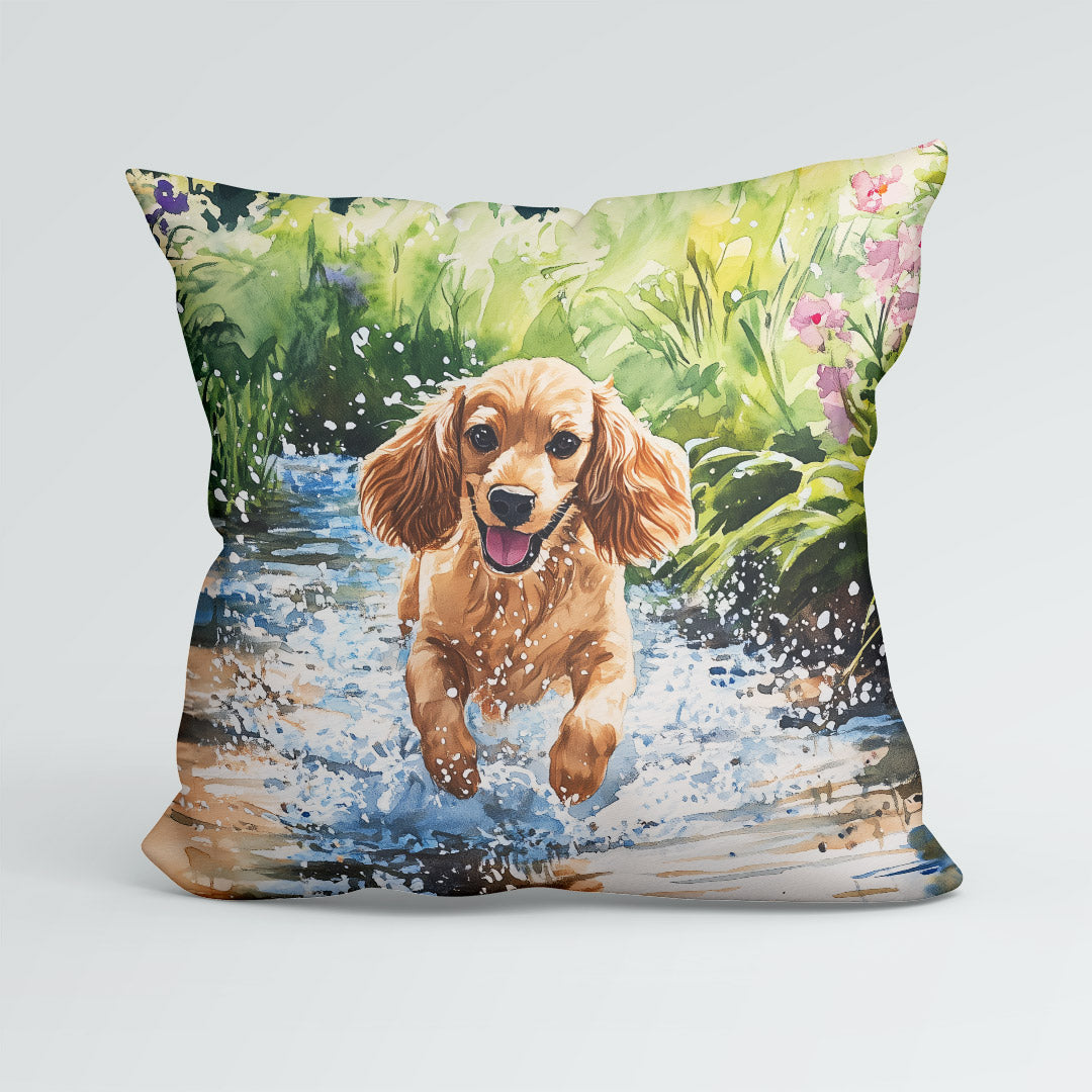 CUSHION Happy Cocker Spaniel Fabric Panel CP-571