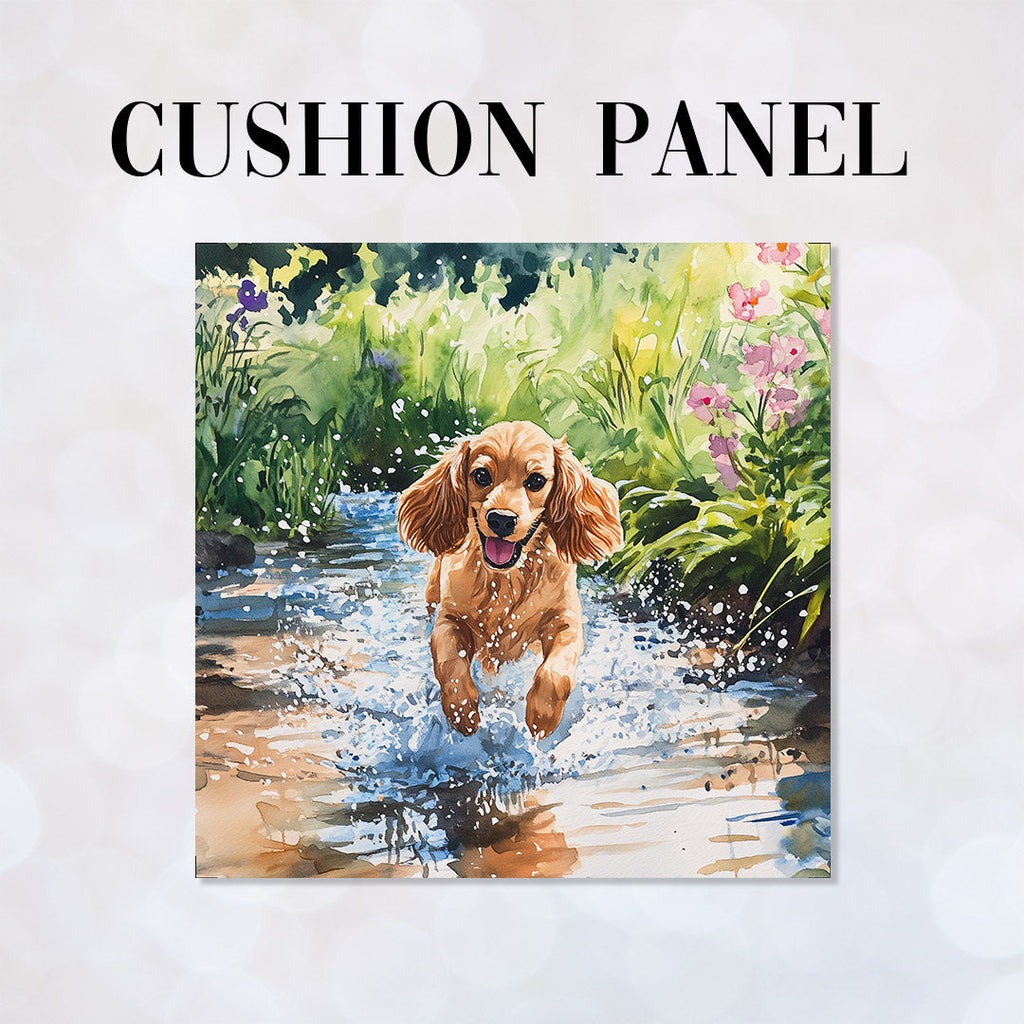 CUSHION Happy Cocker Spaniel Fabric Panel CP-571