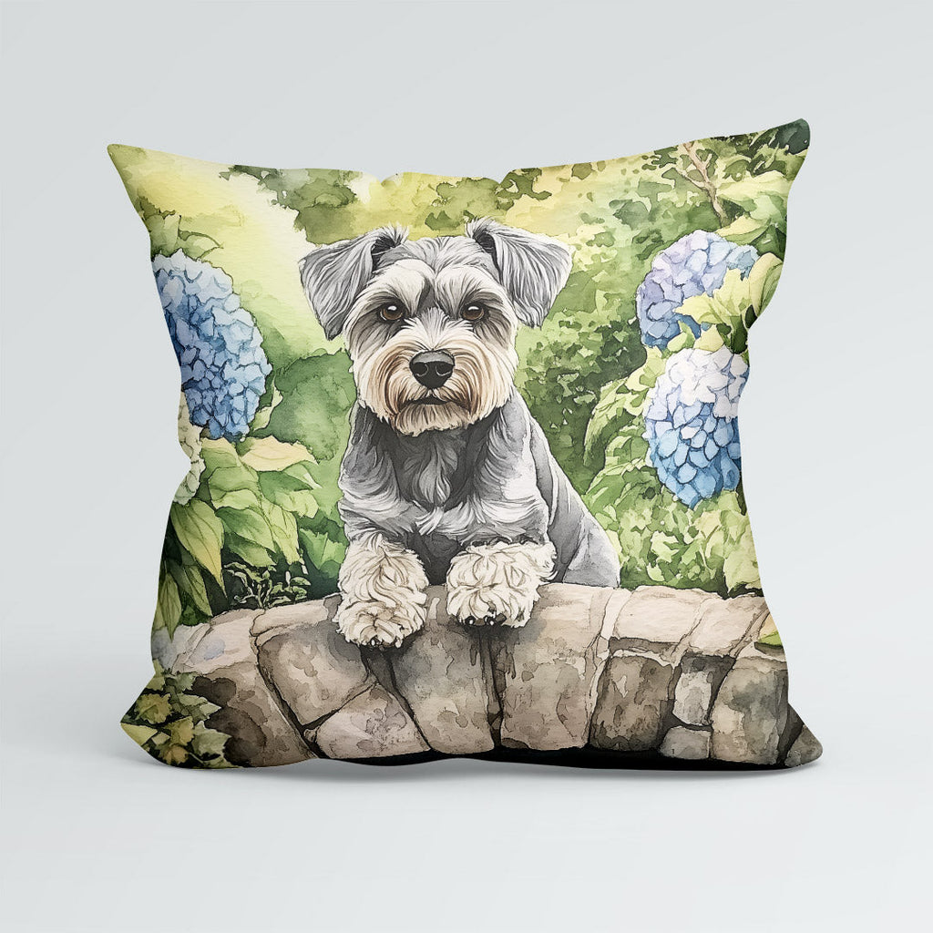 CUSHION Schnauzer on Stone Bridge Fabric Panel CP-579