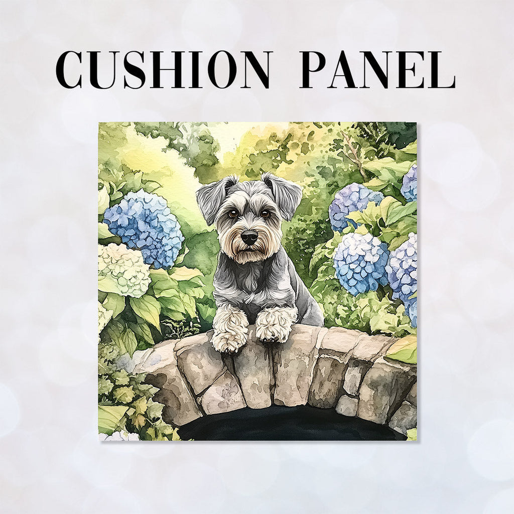 CUSHION Schnauzer on Stone Bridge Fabric Panel CP-579