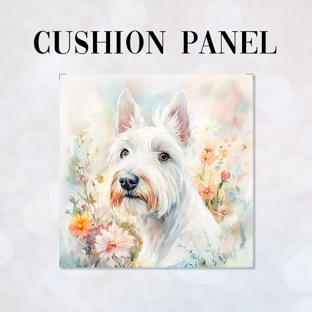 CUSHION Watercolour Scottish Terrier Fabric Panel CP-581