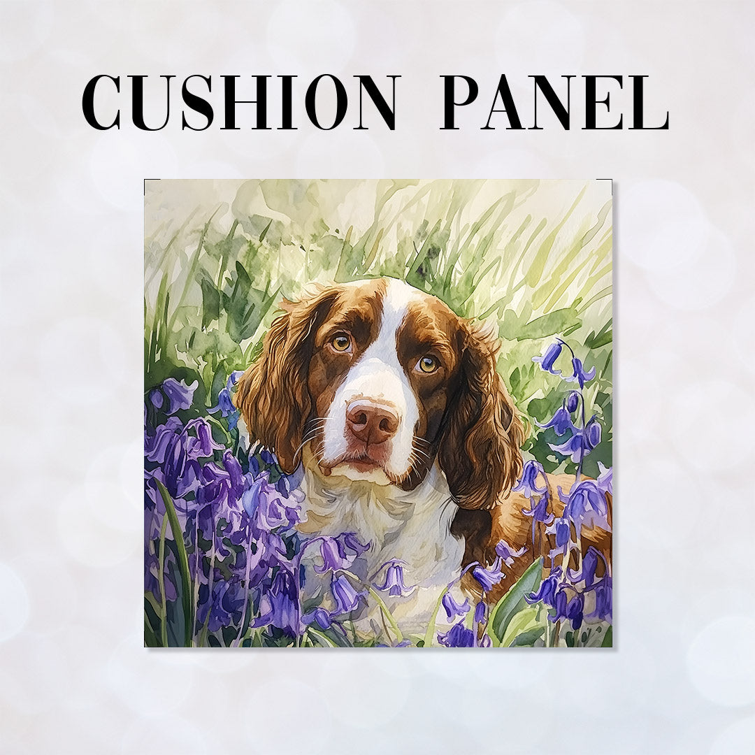 CUSHION English Spaniel and Bluebells Fabric Panel CP-582