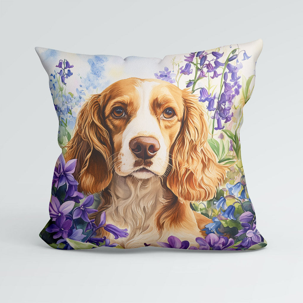 CUSHION Springer Spaniel and Bluebells Fabric Panel CP-583