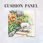 CUSHION Terrier and Tulips Fabric Panel CP-584