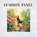 CUSHION Yorkshire Terrier and Tulips Fabric Panel CP-585