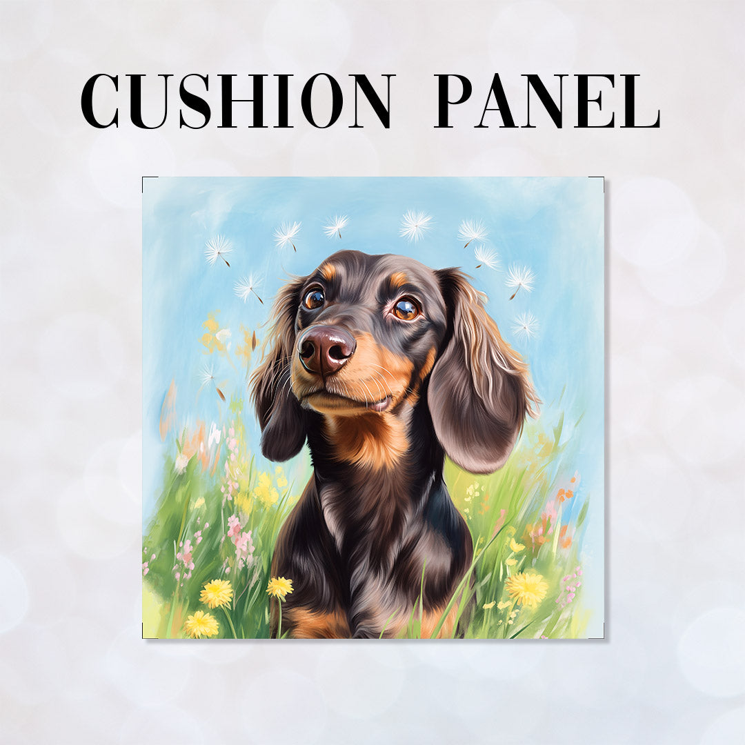 CUSHION Dachshund in the Meadow Fabric Panel CP-587