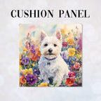 CUSHION West Highland Terrier and Pansies Fabric Panel CP-590