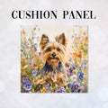 CUSHION Floral Yorkshire Terrier Fabric Panel CP-593