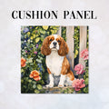 CUSHION King Charles Spaniel in the Garden Fabric Panel CP-594