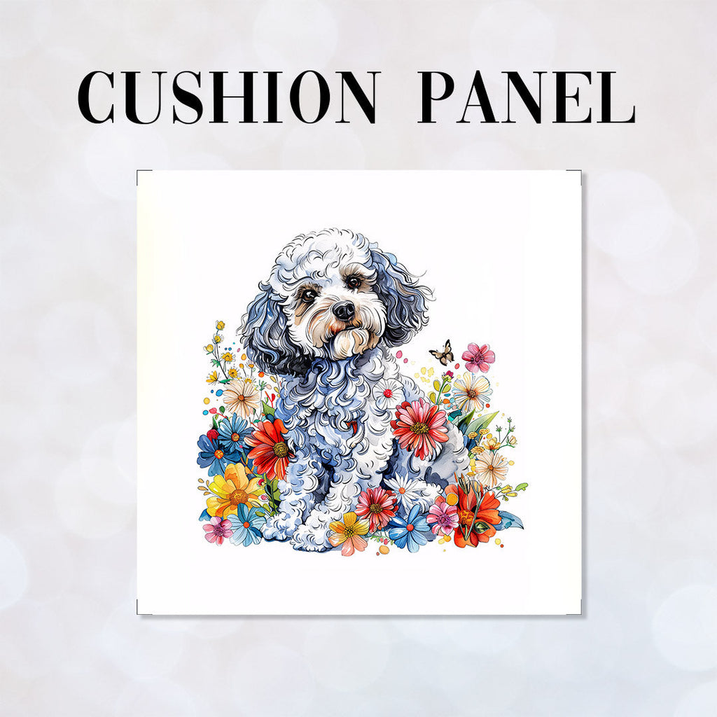 CUSHION Floral Poodle Fabric Panel CP-599