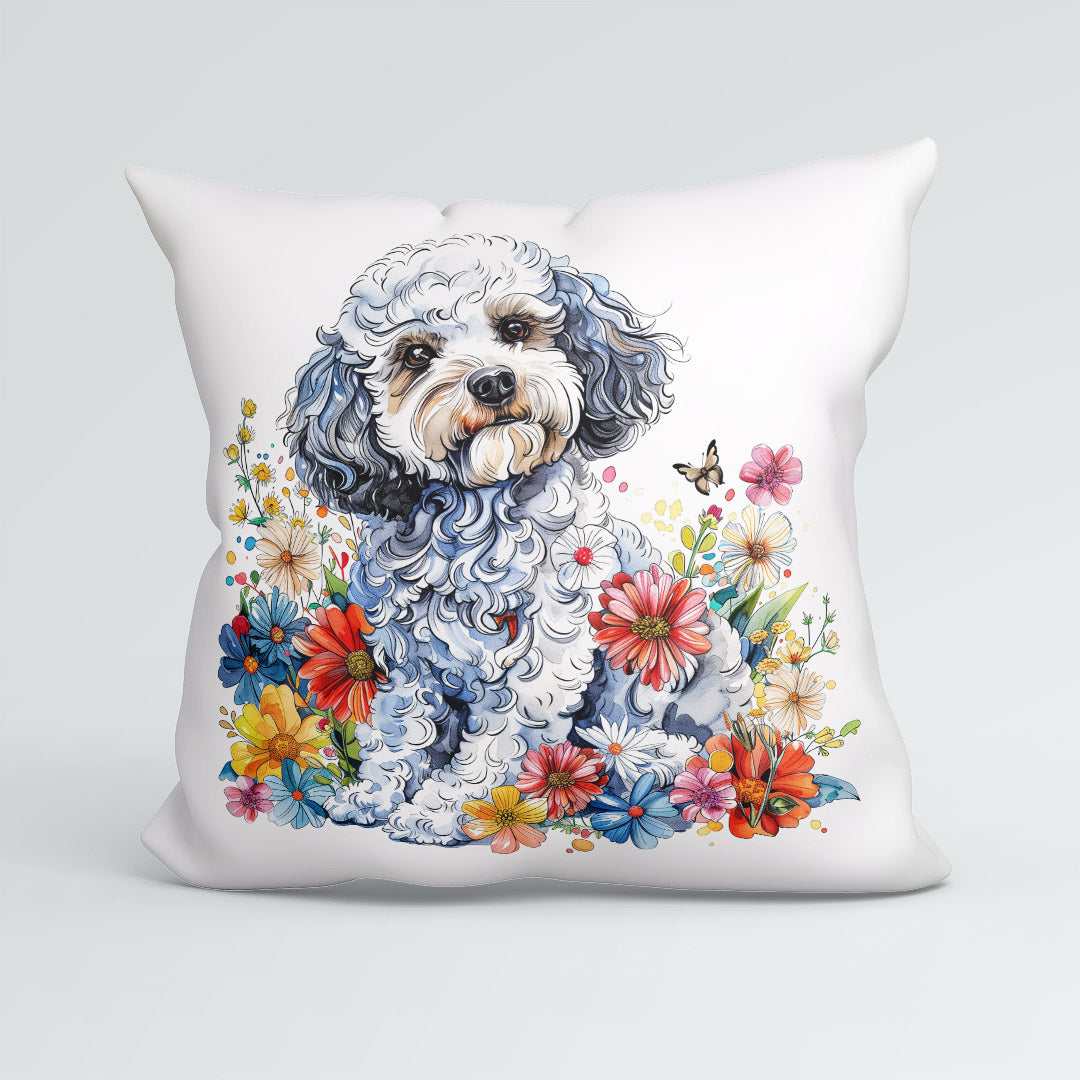 CUSHION Floral Poodle Fabric Panel CP-599