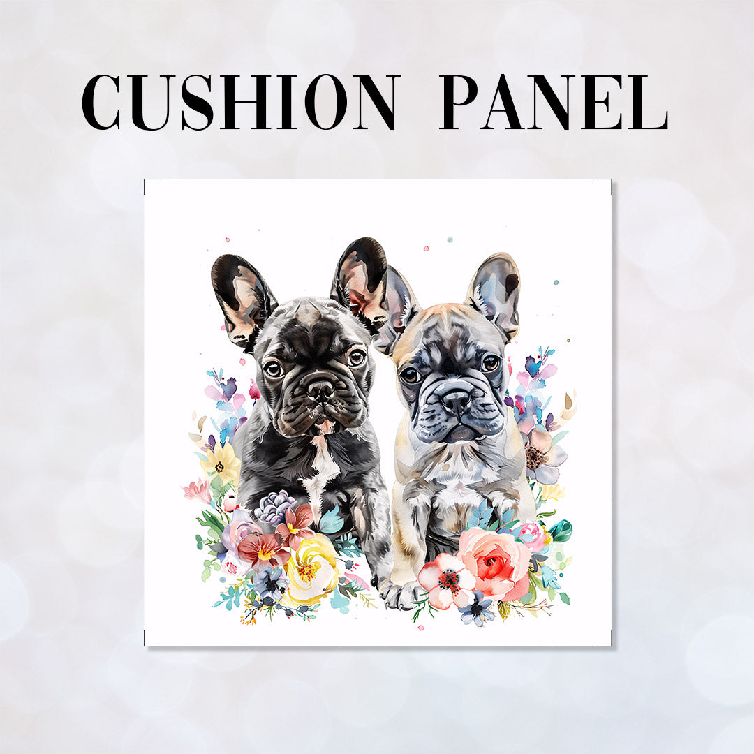CUSHION Two French Bulldogs Fabric Panel CP-604