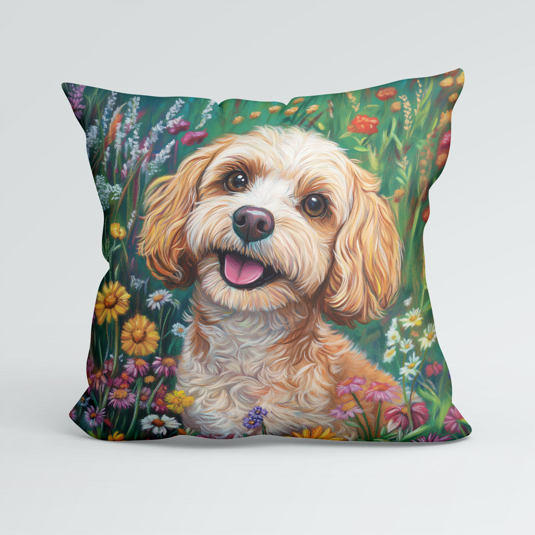 CUSHION Floral Cavapoo Fabric Panel CP-605