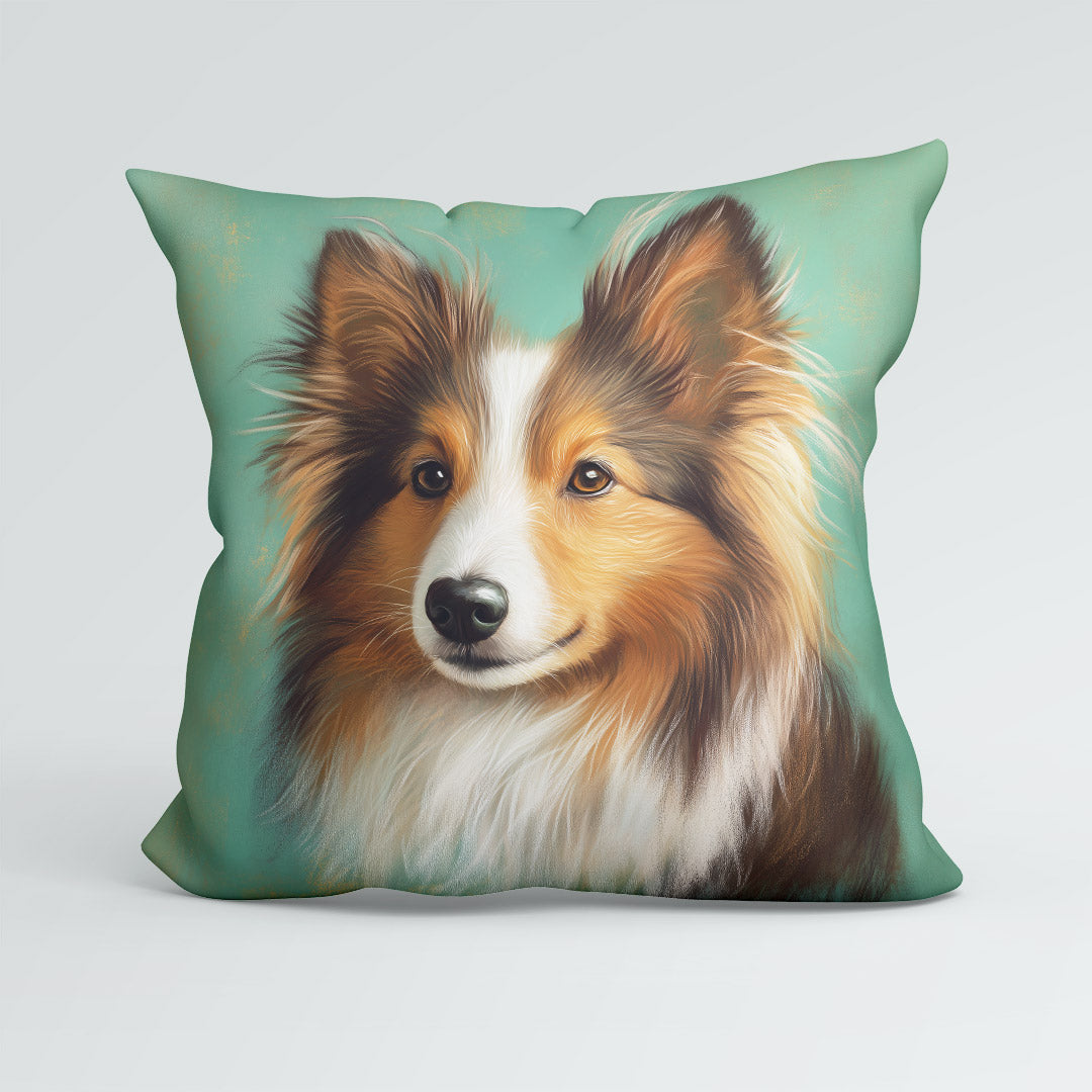 CUSHION Shetland Sheepdog Mint Panel CP-608
