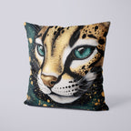 CUSHION Gold and Teal Lynx Fabric Panel CP-613