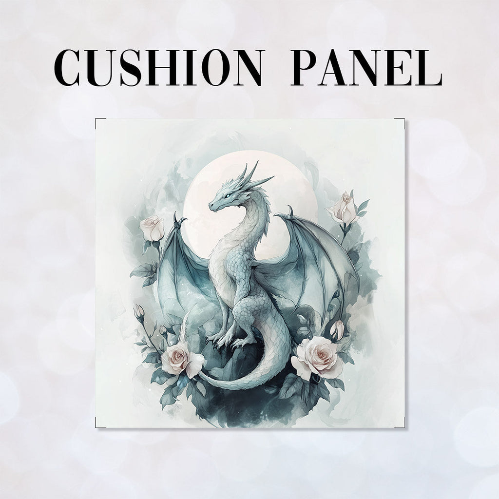 CUSHION Grey Moon Dragon Fabric Panel CP-617