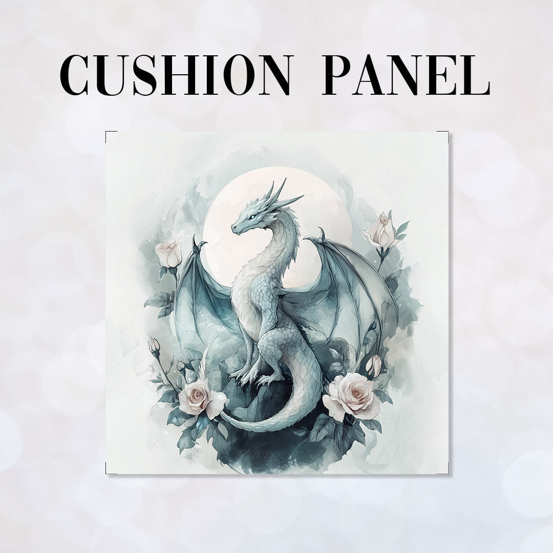 CUSHION Grey Moon Dragon Fabric Panel CP-617