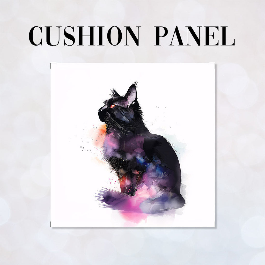 CUSHION Black Cat Fabric Panel CP-618