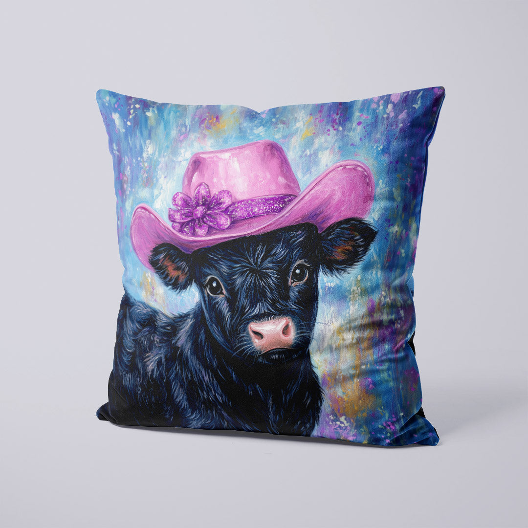 CUSHION Black Party Cow Fabric Panel CP-621