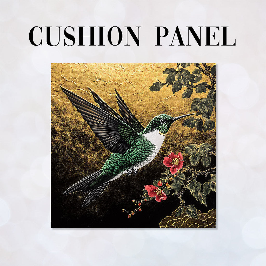 CUSHION Gold Hummingbird Fabric Panel CP-626