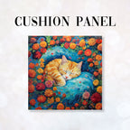 CUSHION Fabric Panel Cat And Flowers CP-64
