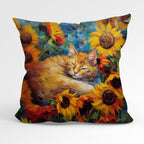CUSHION Fabric Panel Cat And Sunflowers CP-65