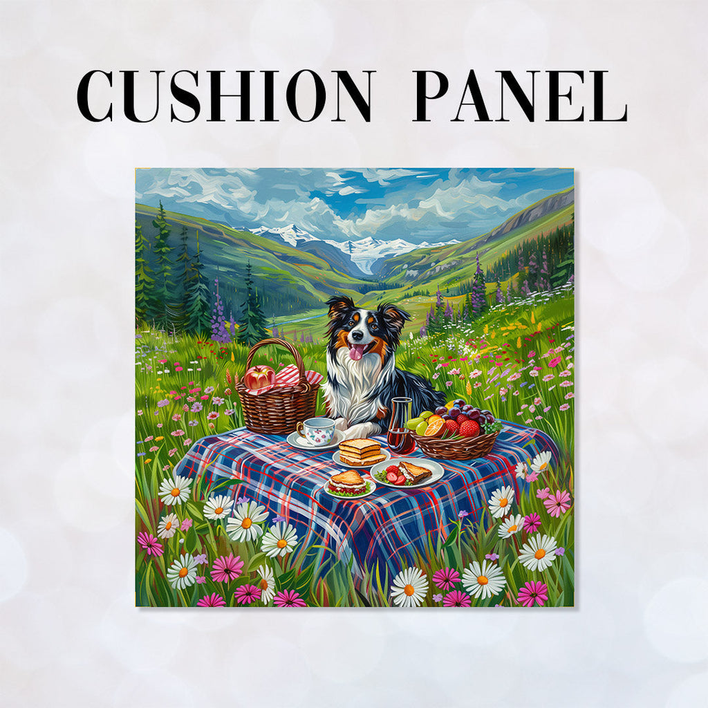 CUSHION Border Collie Picnic Fabric Panel CP-650