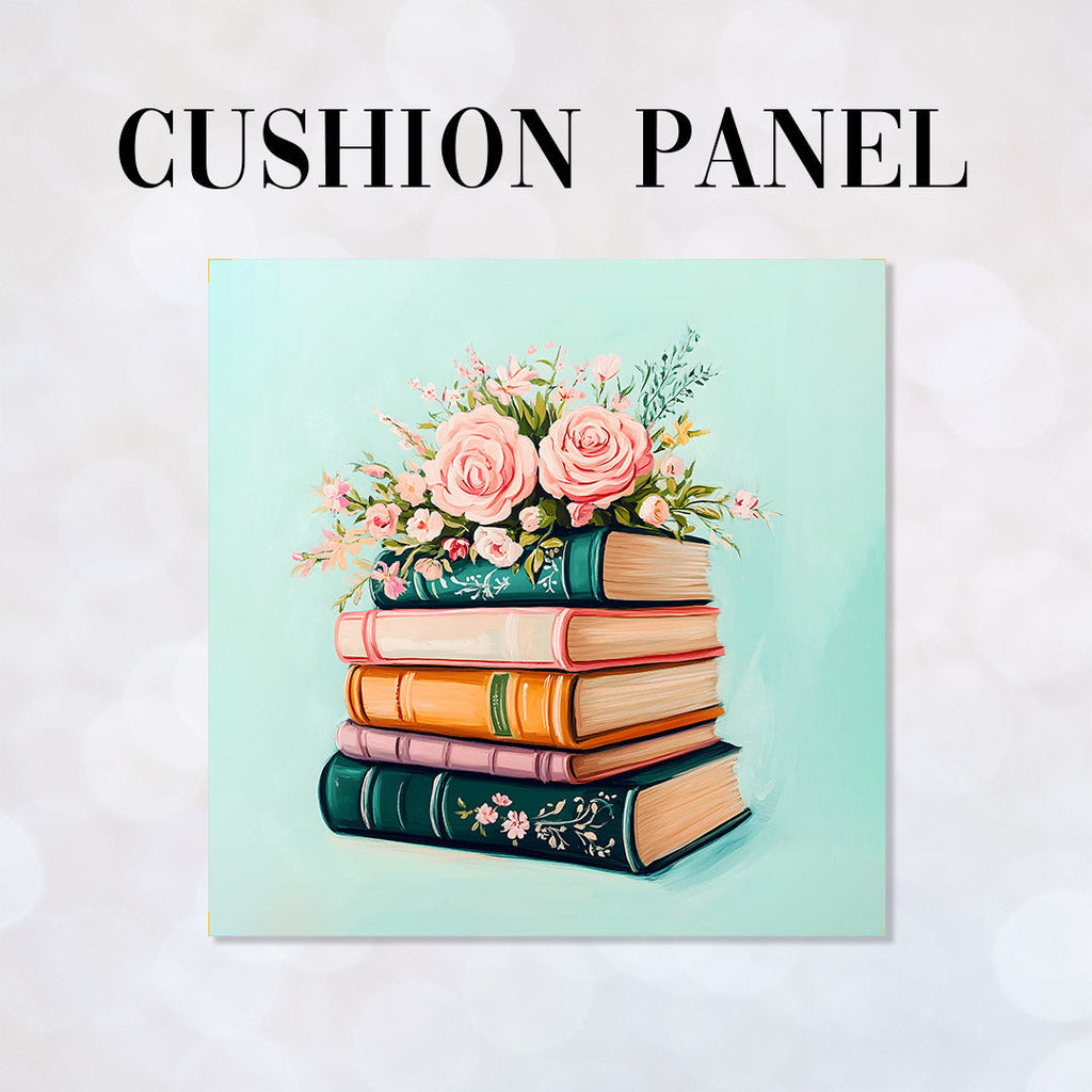 CUSHION Floral Books Fabric Panel CP-653