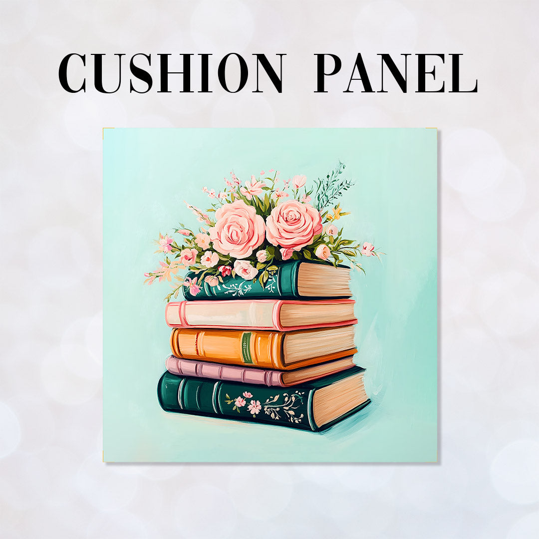 CUSHION Floral Books Fabric Panel CP-653