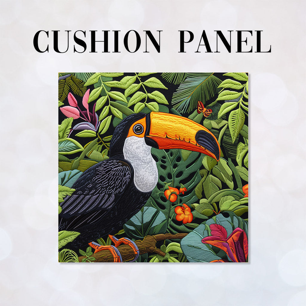 CUSHION Embroidered Toucan Fabric Panel CP-664