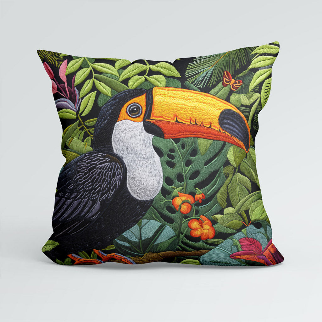CUSHION Embroidered Toucan Fabric Panel CP-664