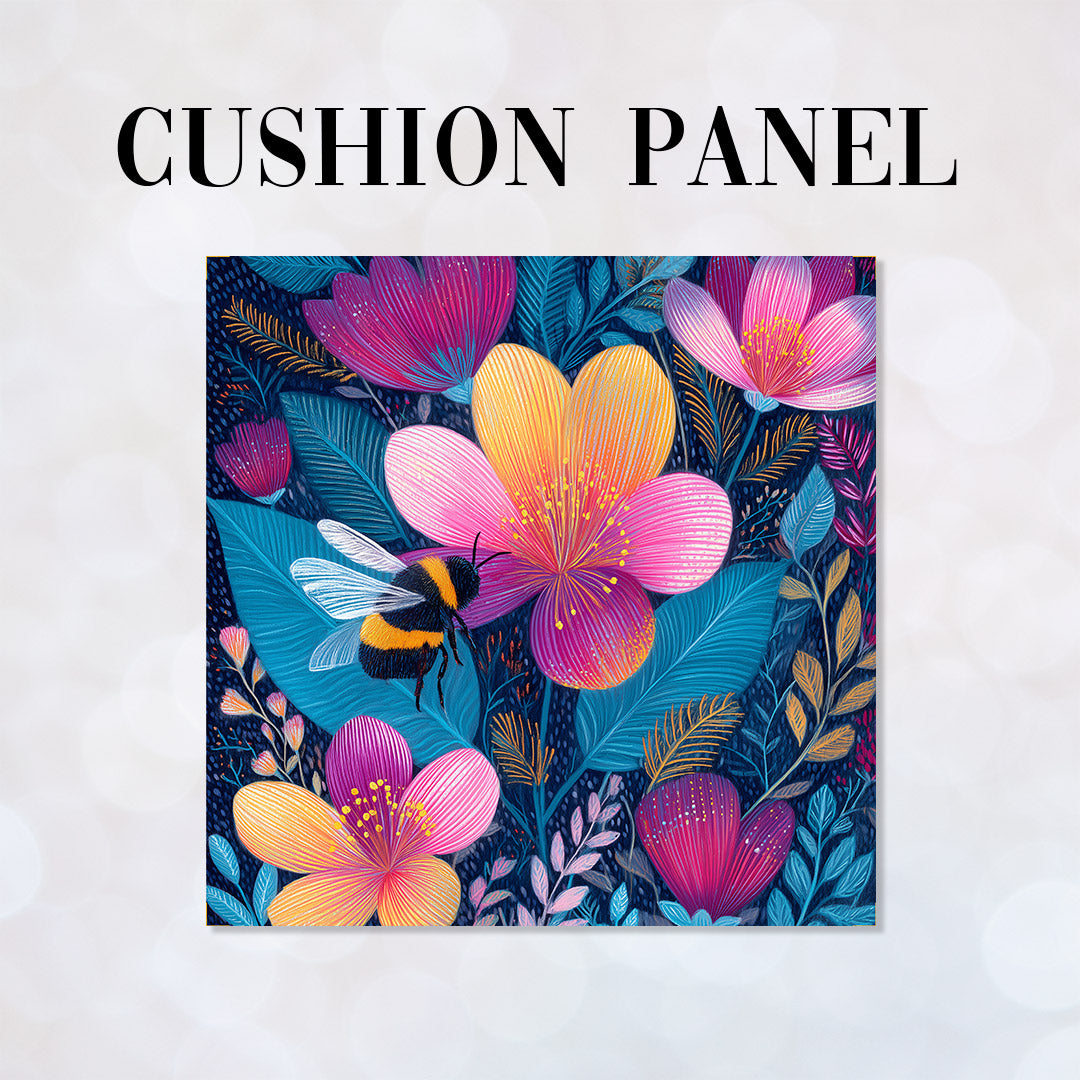 CUSHION Midnight Meadow Bee Fabric Panel CP-666