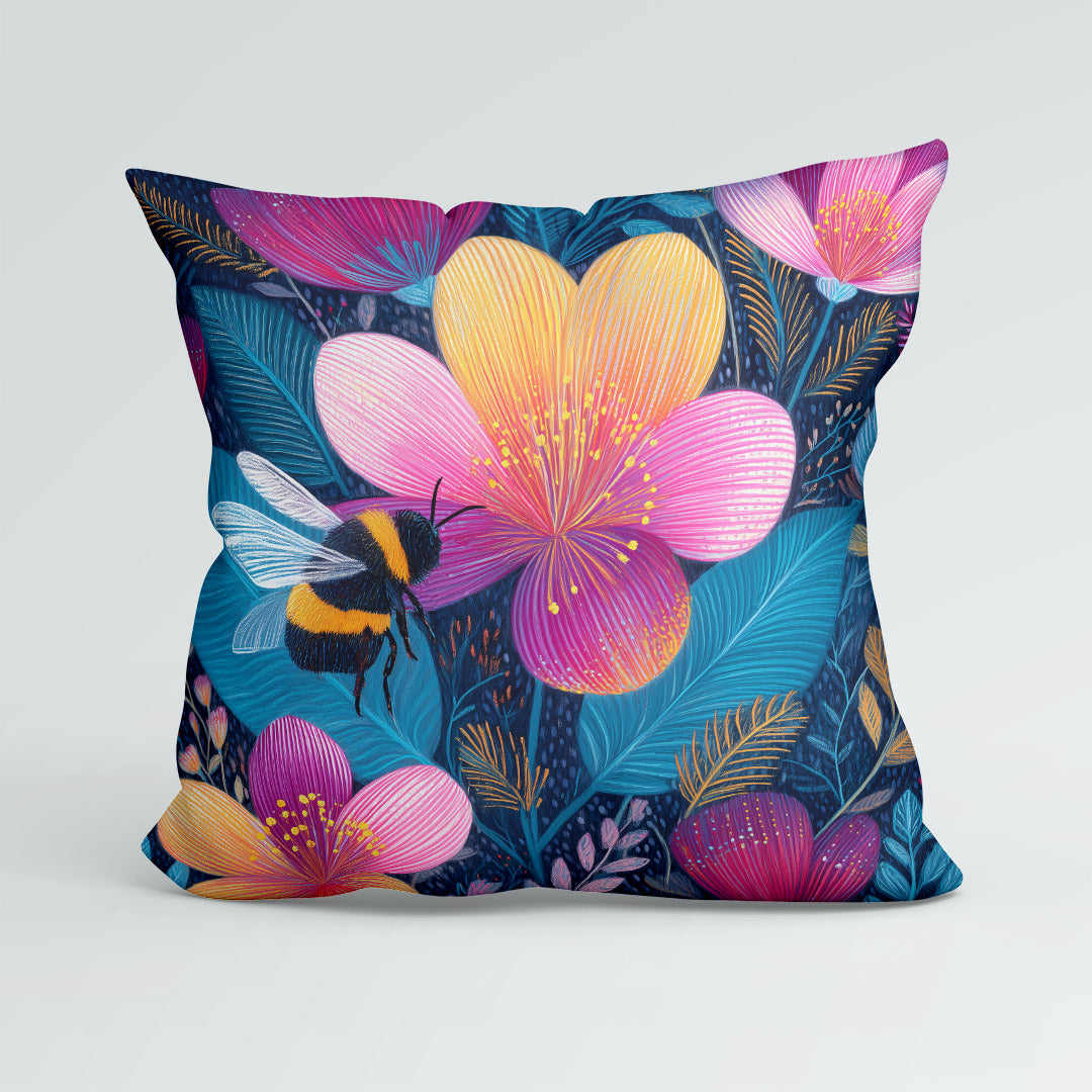 CUSHION Midnight Meadow Bee Fabric Panel CP-666