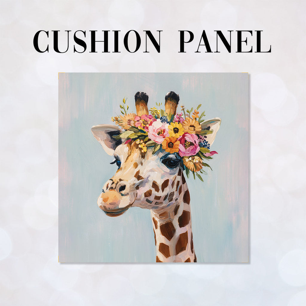 CUSHION Floral Giraffe Fabric Panel CP-677