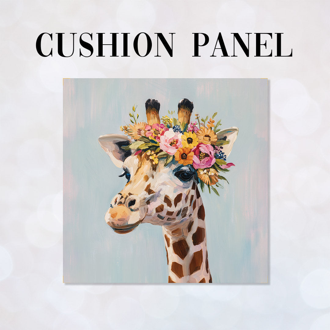 CUSHION Floral Giraffe Fabric Panel CP-677