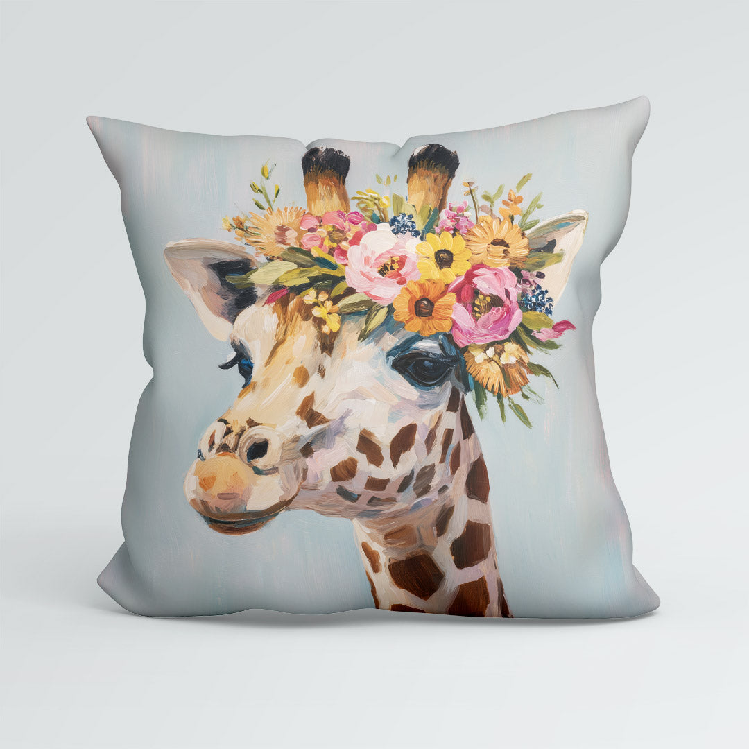 CUSHION Floral Giraffe Fabric Panel CP-677