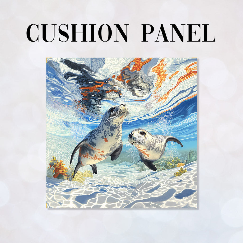 CUSHION Frolicking Seals Fabric Panel CP-684