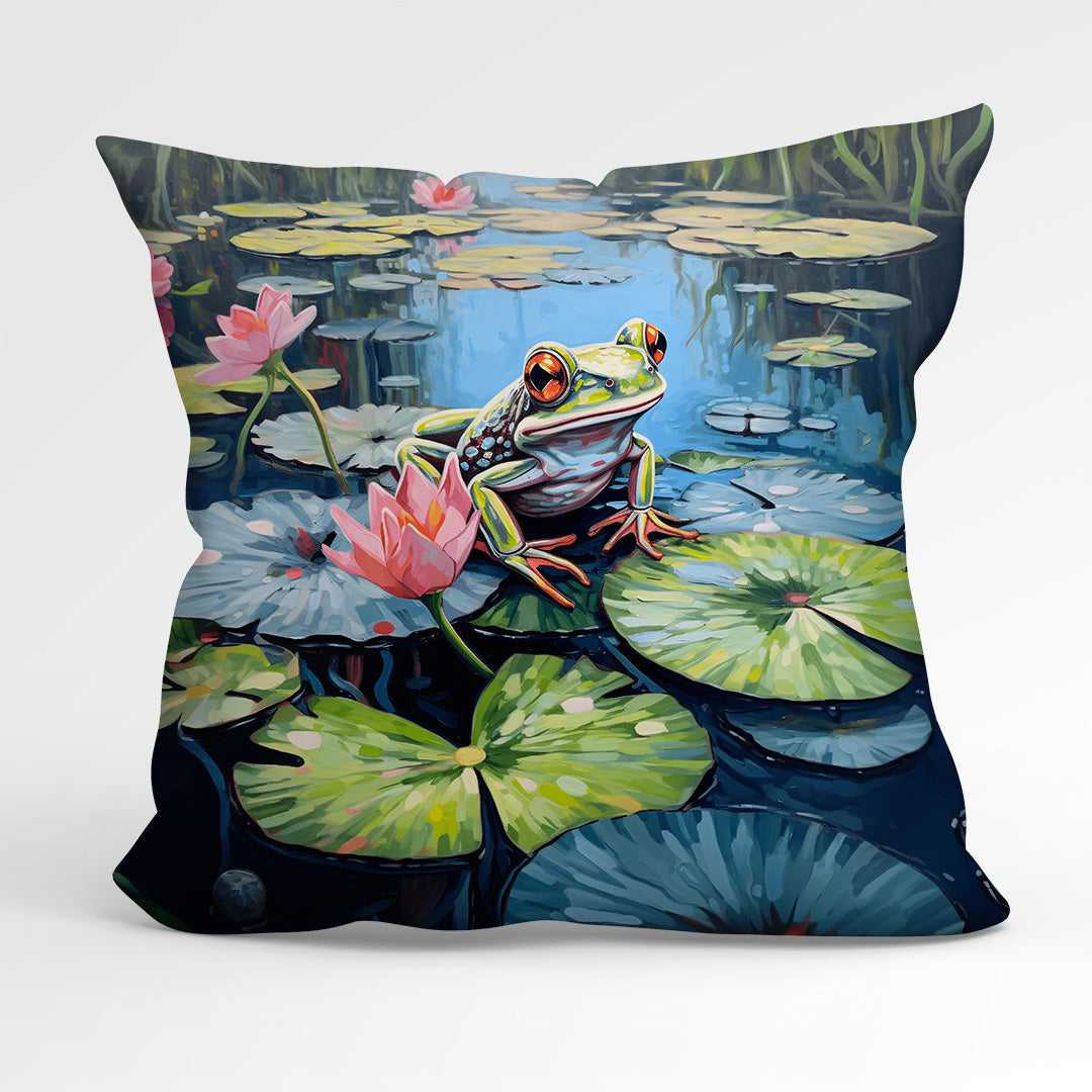 CUSHION Fabric Panel Lily Pad Frog CP-69