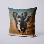 CUSHION Panel Black Longhaired Chihuahua CP-692