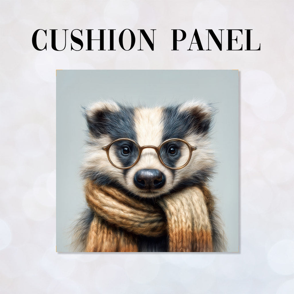 CUSHION Panel Badger With Wooly Scarf CP-693