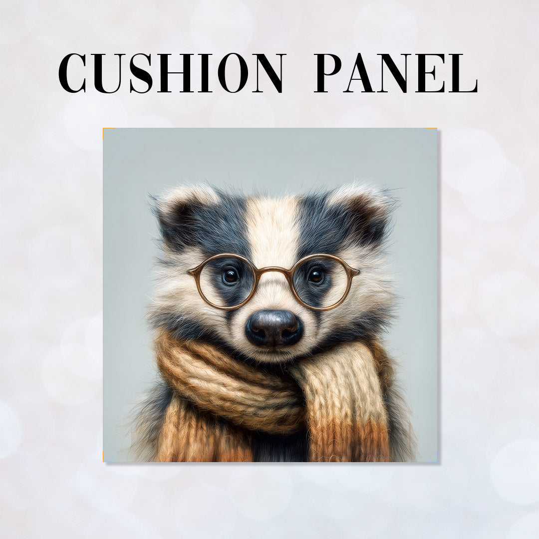 CUSHION Panel Badger With Wooly Scarf CP-693