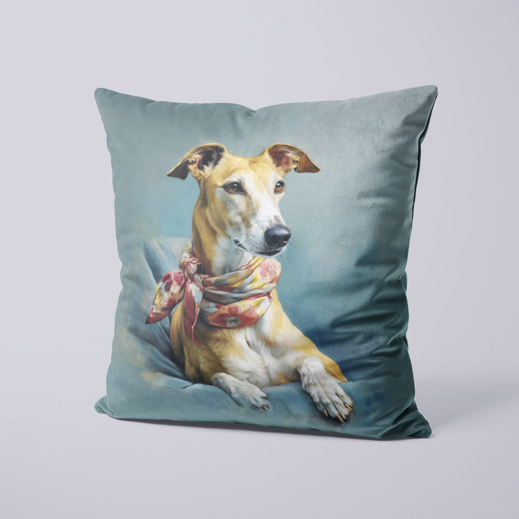 CUSHION Panel Greyhound in a Scarf CP-699