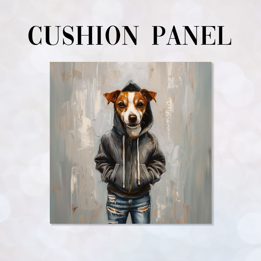 CUSHION Panel Jack Russell in a Hoodie CP-706