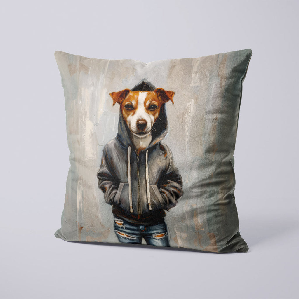 CUSHION Panel Jack Russell in a Hoodie CP-706