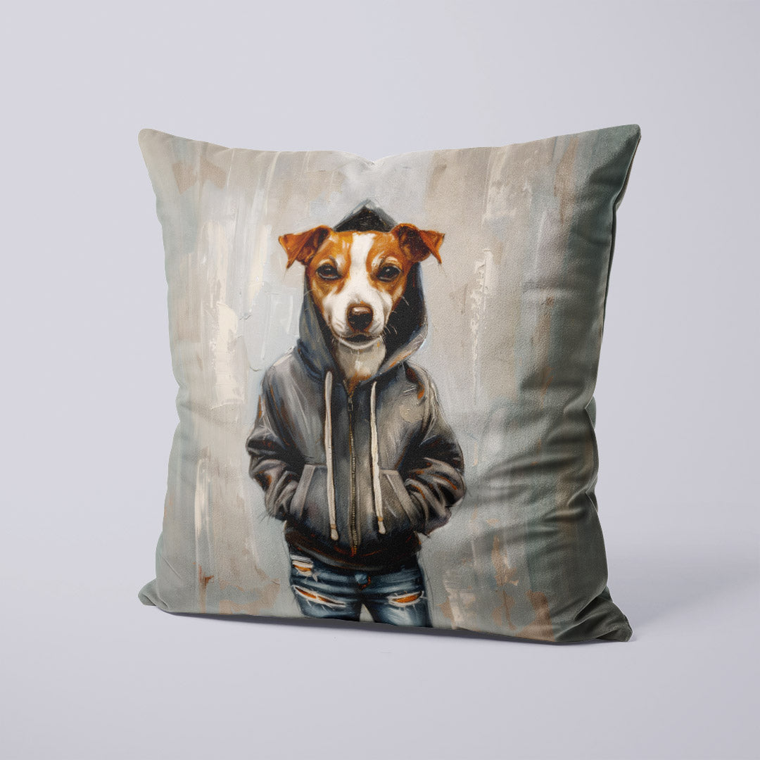 CUSHION Panel Jack Russell in a Hoodie CP-706